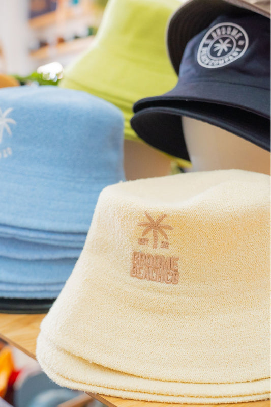 Terry Towelling Structured Bucket hat - Cream