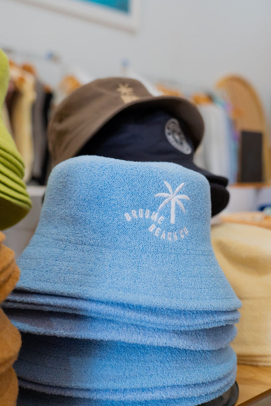 Terry Towelling Structured Bucket hat - Light Blue