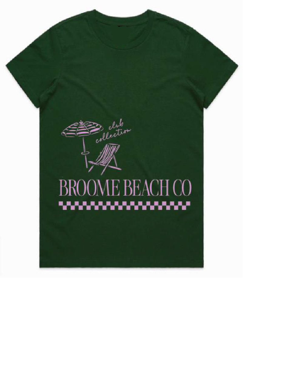 Ladies Dune Tee - Deep Green/Pink