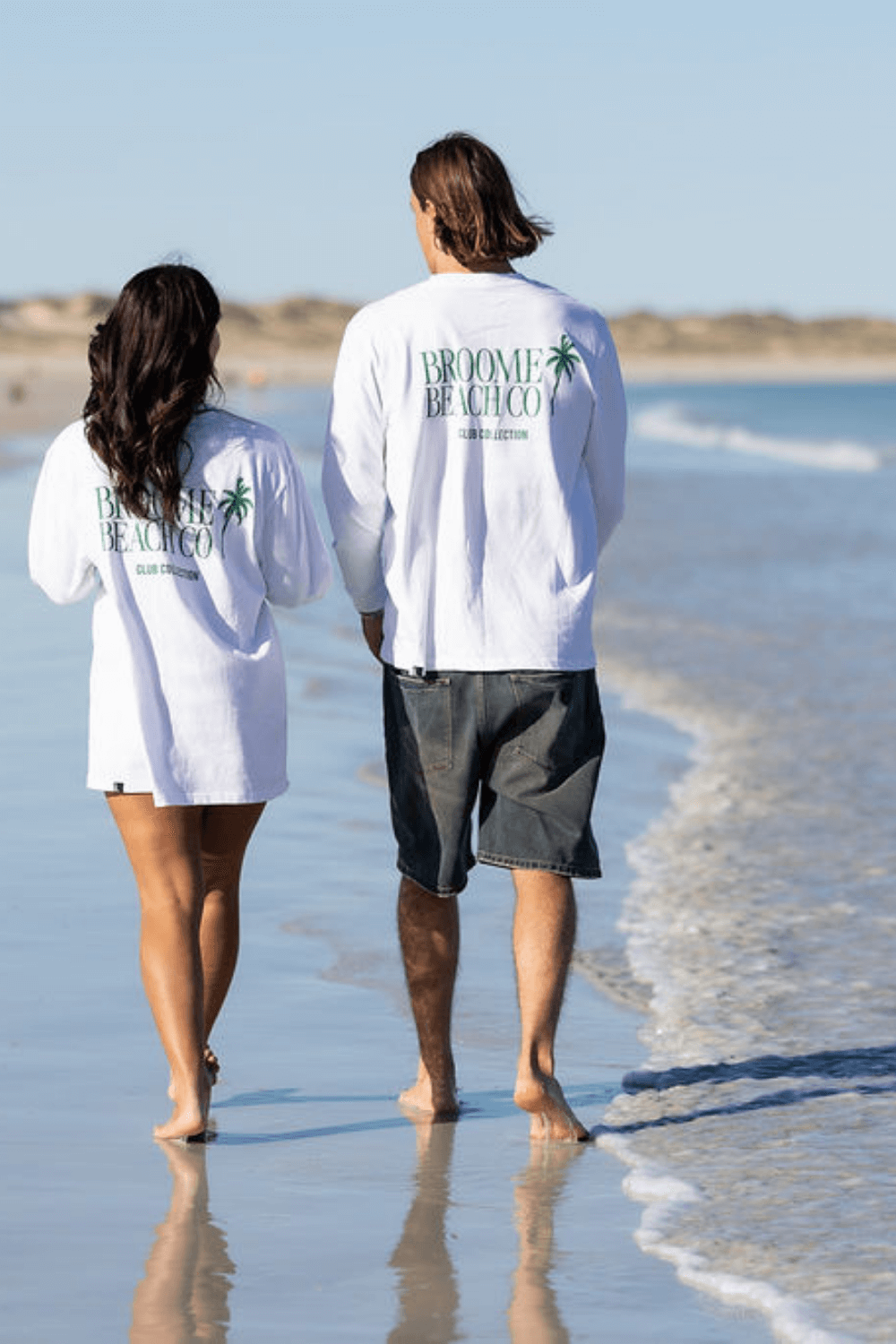Club Palm Long Sleeve Tee - Grey/Sky Blue