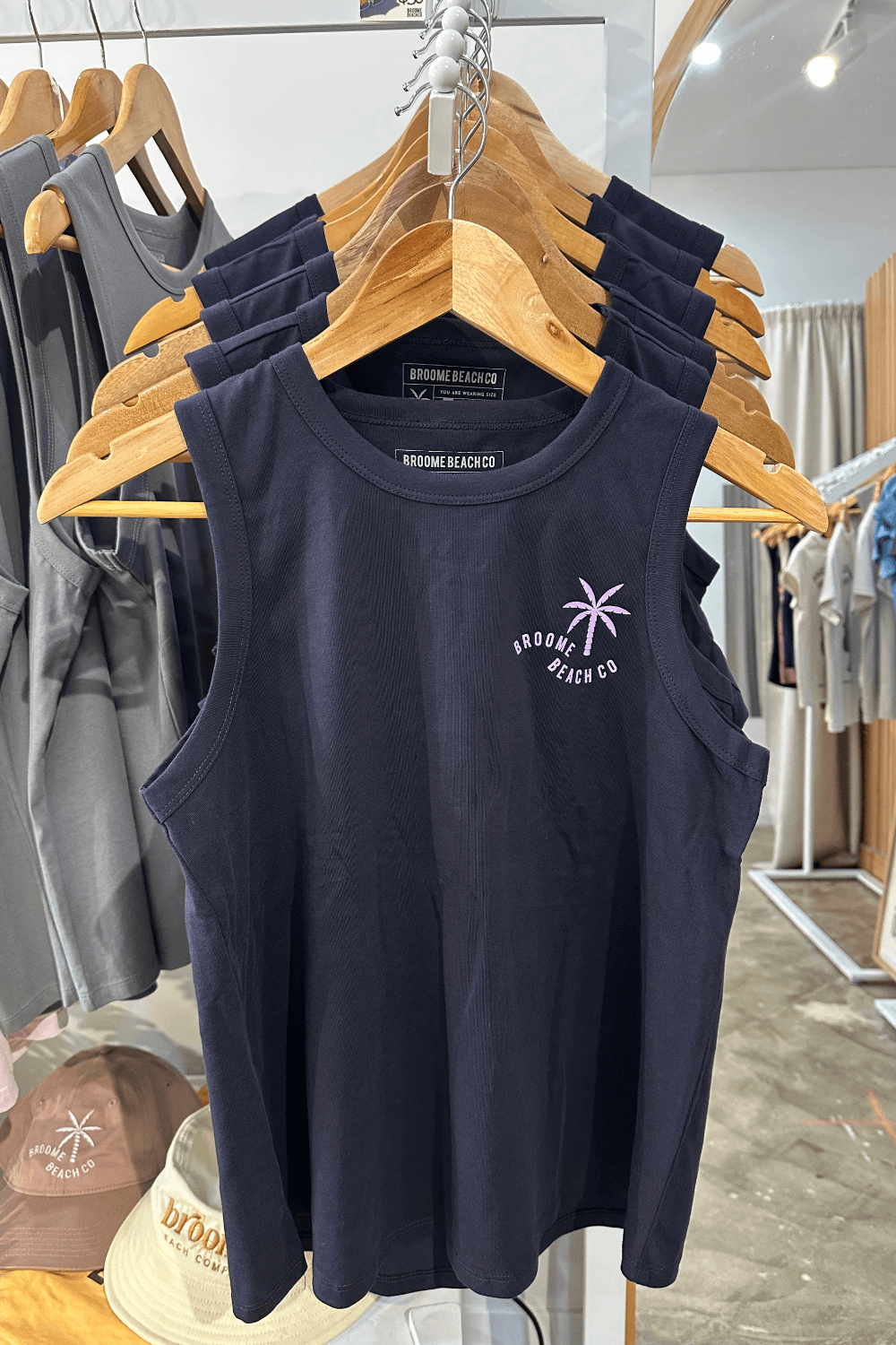 Ladies Longline Tank - Deep Navy & Purple