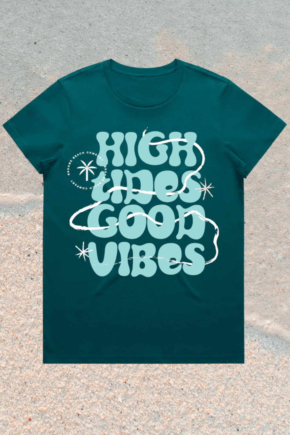 Ladies Dune Tee - High Tides Good Vibes Beachy Blues