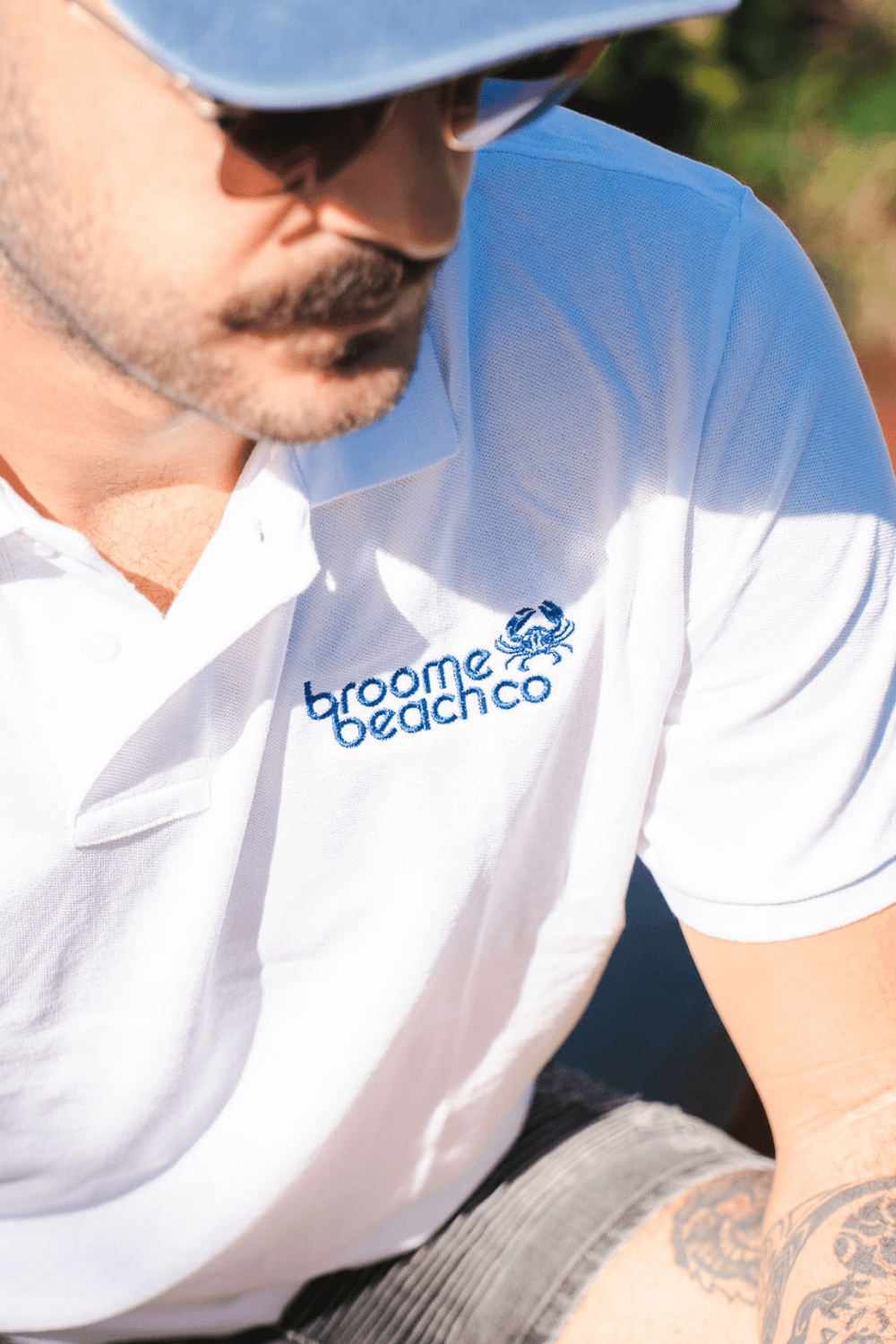 Premium Club Polo - white & navy crab
