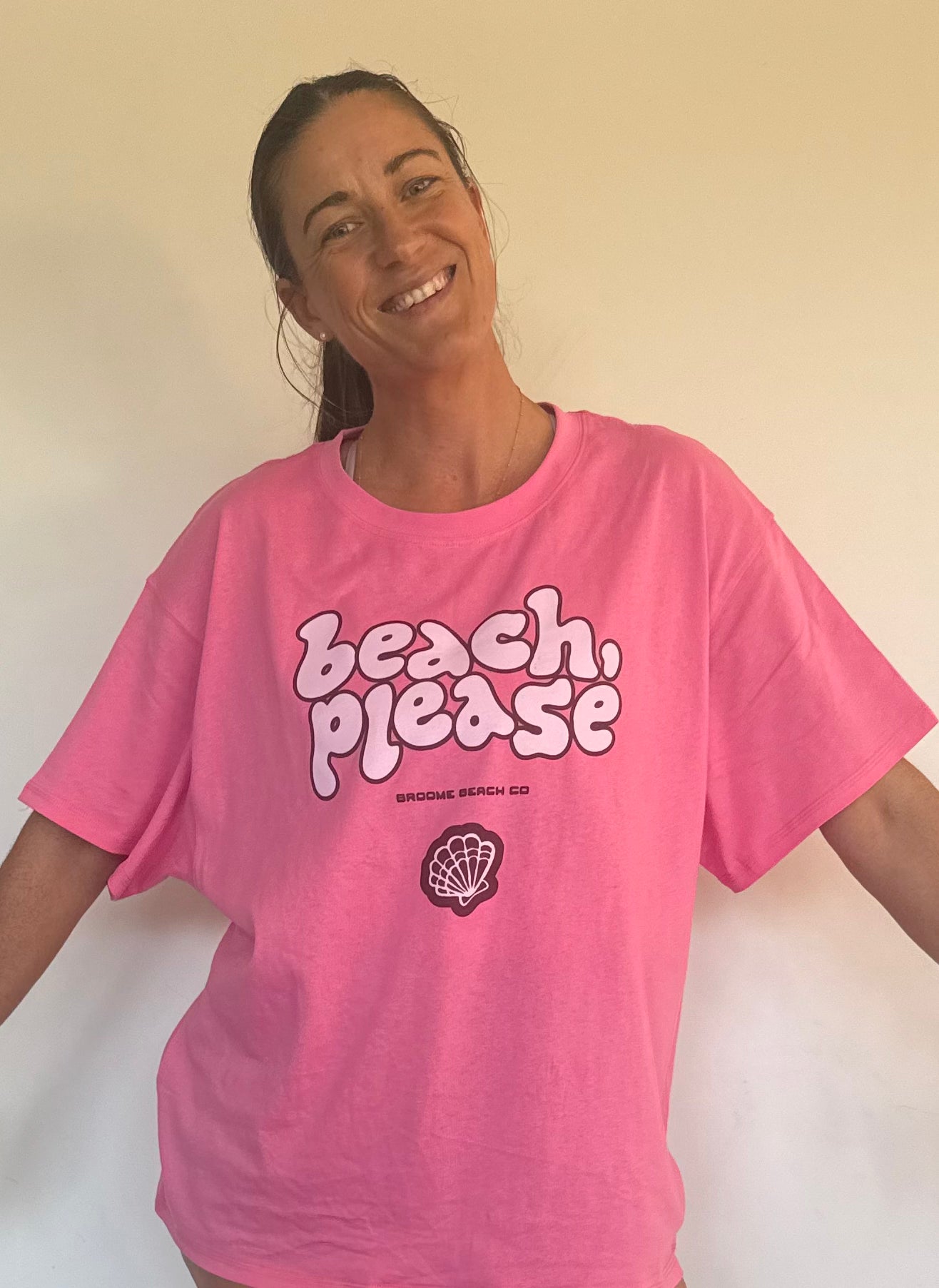 Ladies Beach Please - Hot Pink Box Tee
