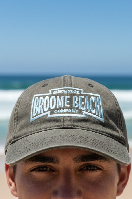Washed Cotton Dad Cap - Faded Grey & Smoke Moto
