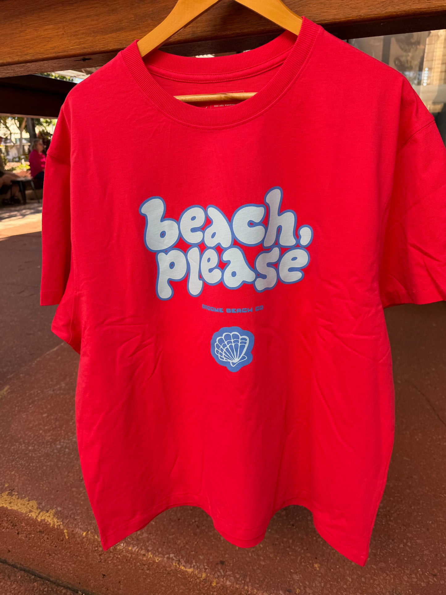 Ladies Beach Please - Coral Red Box Tee