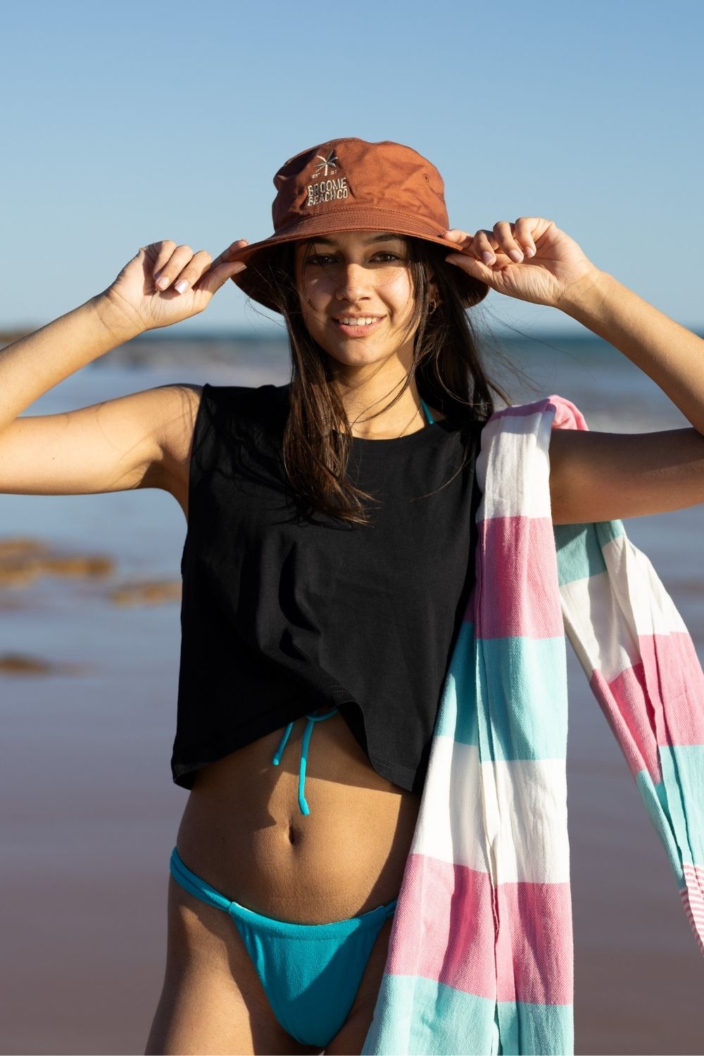 Ladies Crop Tank - Black/White