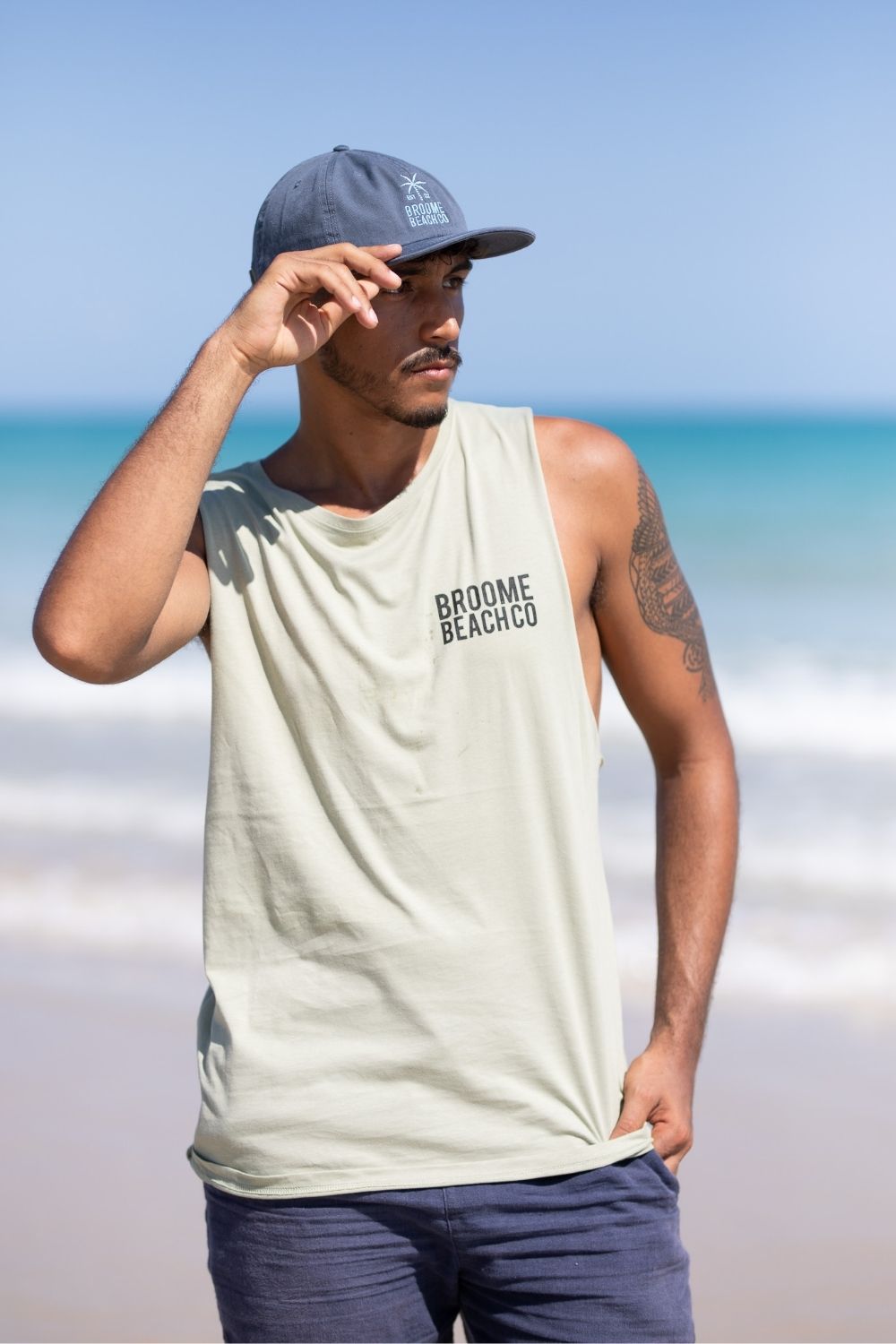 Beach Cut Off Tank - Sage