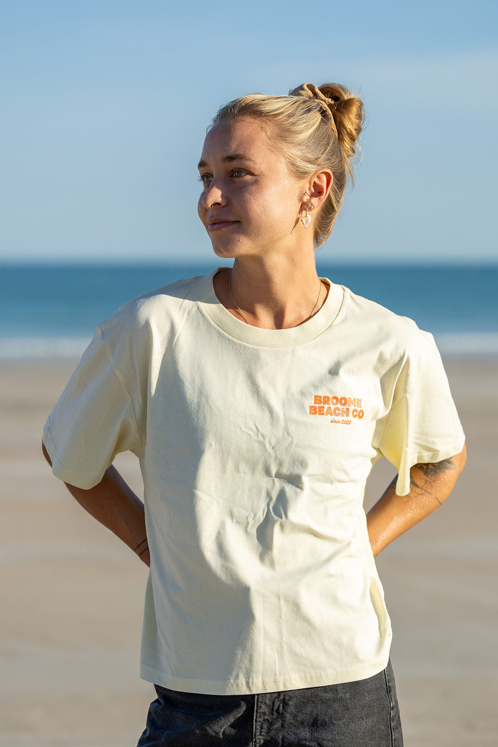 Ladies Drop Shoulder Mango Tee - Lemon