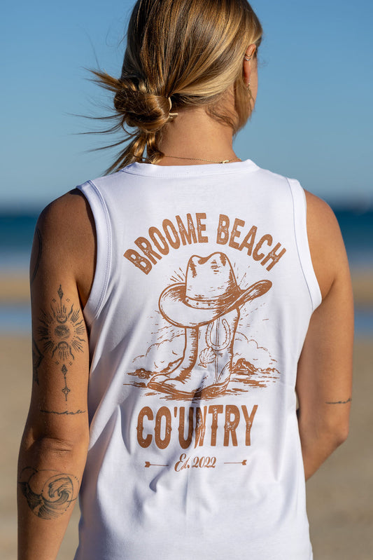 Ladies Longline Tank - Co’untry White