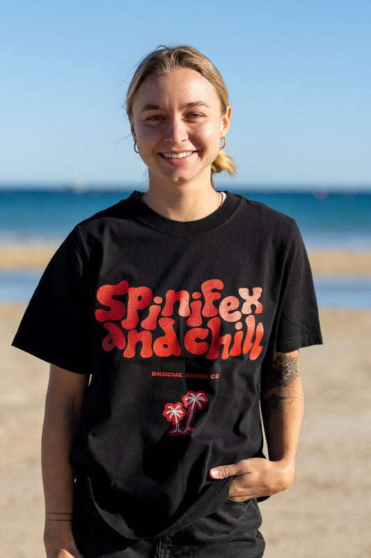 Spinifex & Chill Heavy Tee - Washed Black