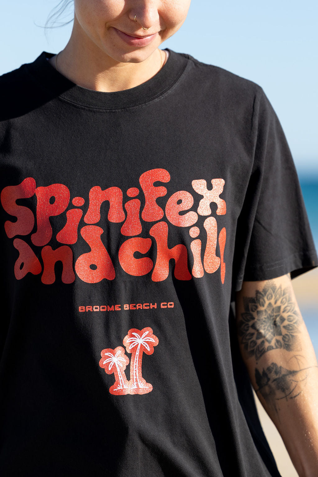 Spinifex & Chill Heavy Tee - Washed Black