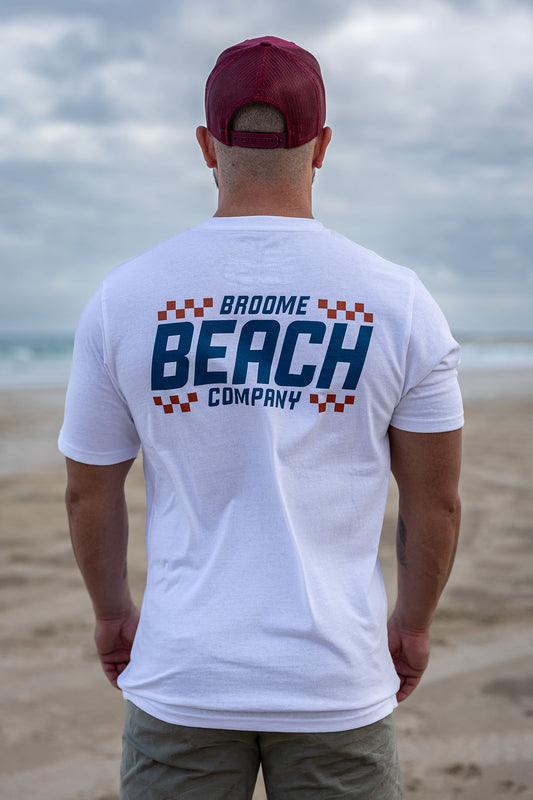 Common Tee - Navy & Orange Checker