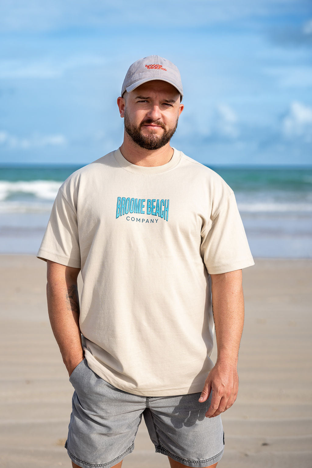 Mens Retro Fade - Sand & Aqua Tee