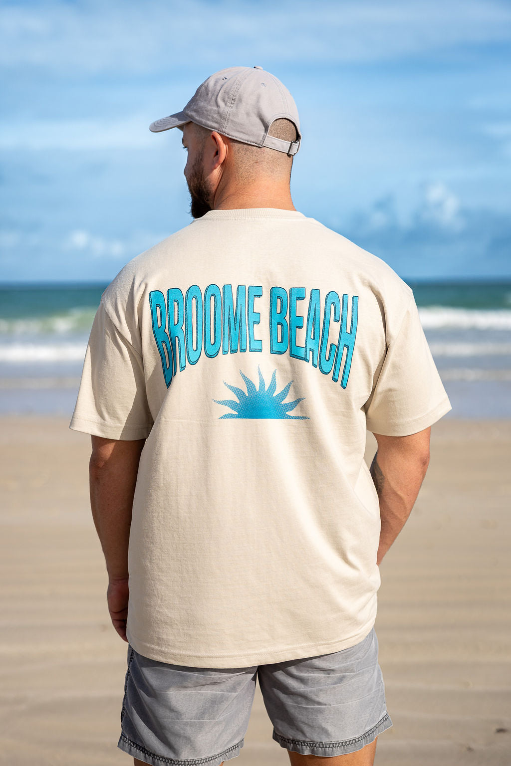 Mens Retro Fade - Sand & Aqua Tee