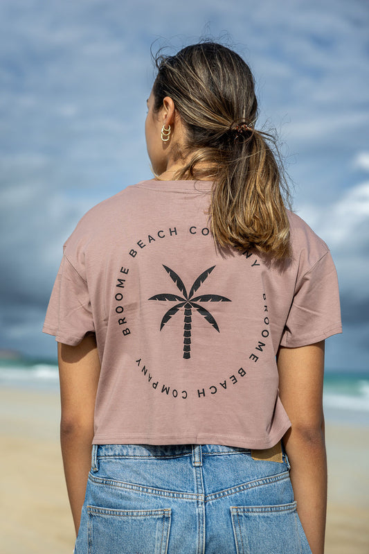 Ladies Crop Box Tee - Dusty Pink