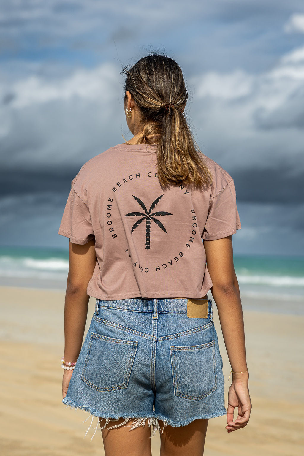 Ladies Crop Box Tee - Dusty Pink