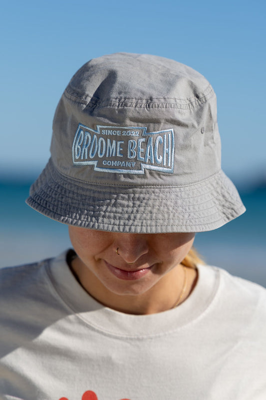 Beach Co Bucket Hat - Washed grey & blue bucket hat
