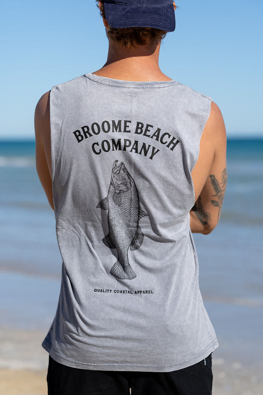 Beach Cut Off Tank - Barra Ash Grey