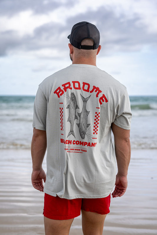 Oriental Threadfin Tee - Grey & Red