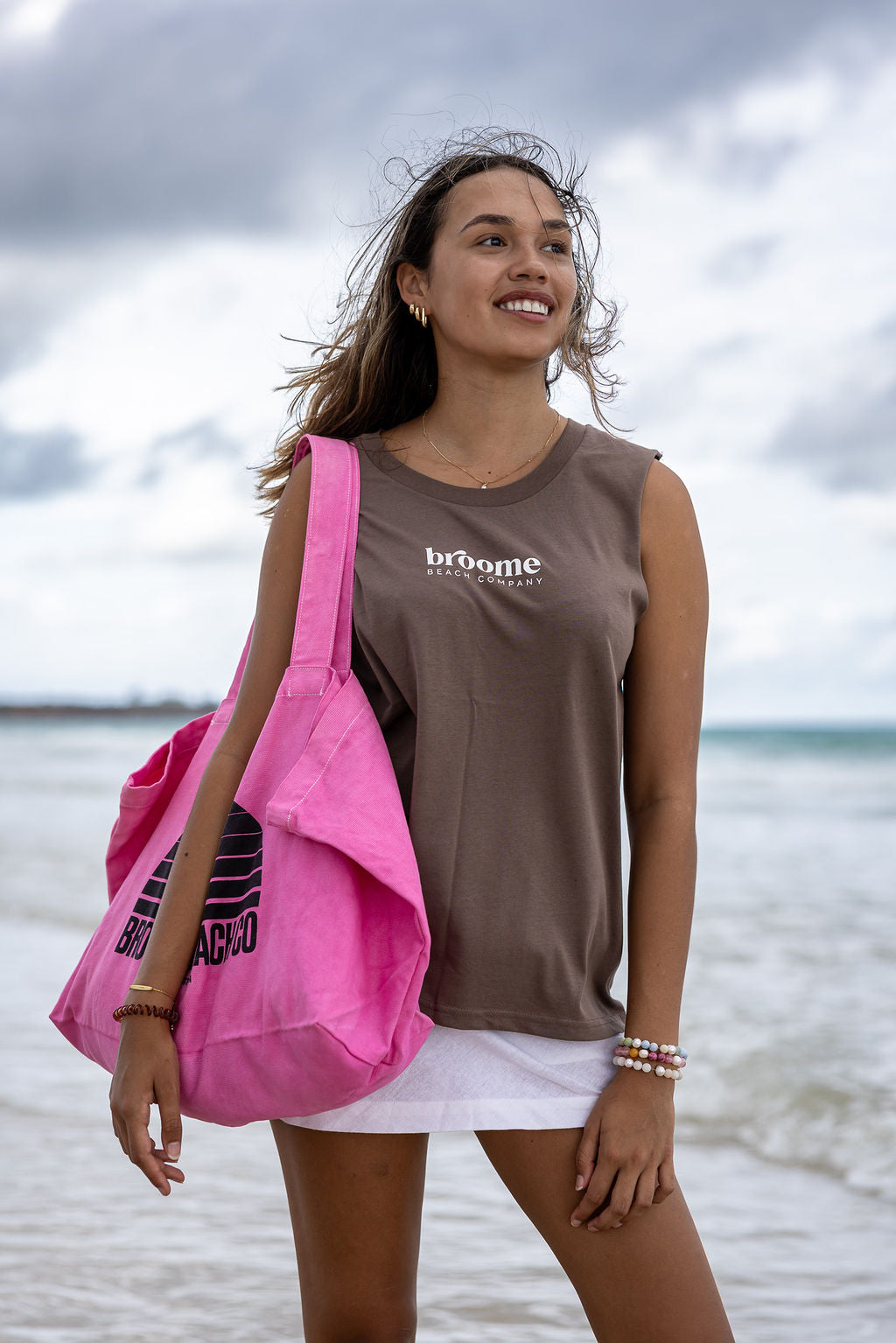 Ladies Longline Tank - Lightweight Hazelnut Sunset