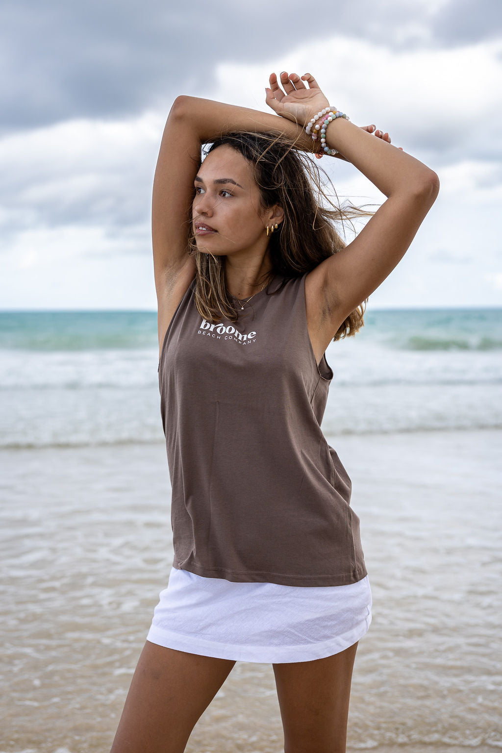 Ladies Longline Tank - Lightweight Hazelnut Sunset