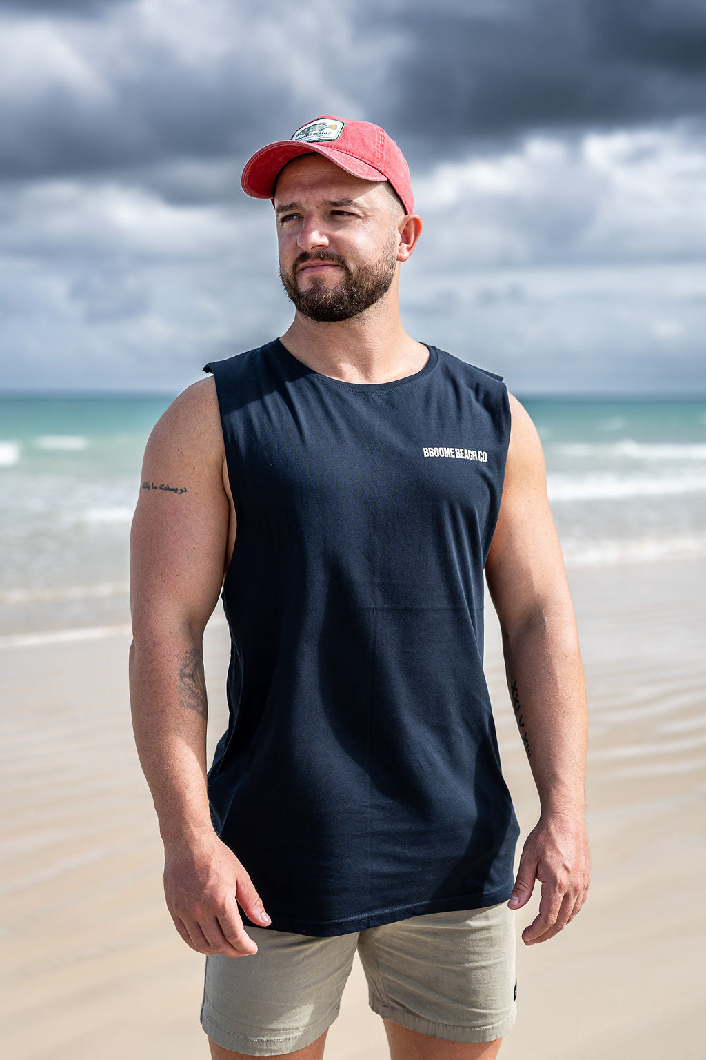 Beach Cut Off Tank - Navy