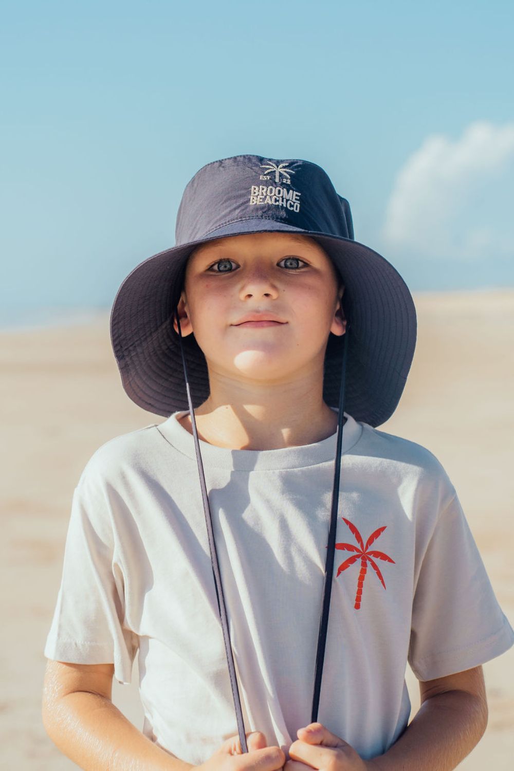 Kids Mini Coast Tee- Bone with Red print