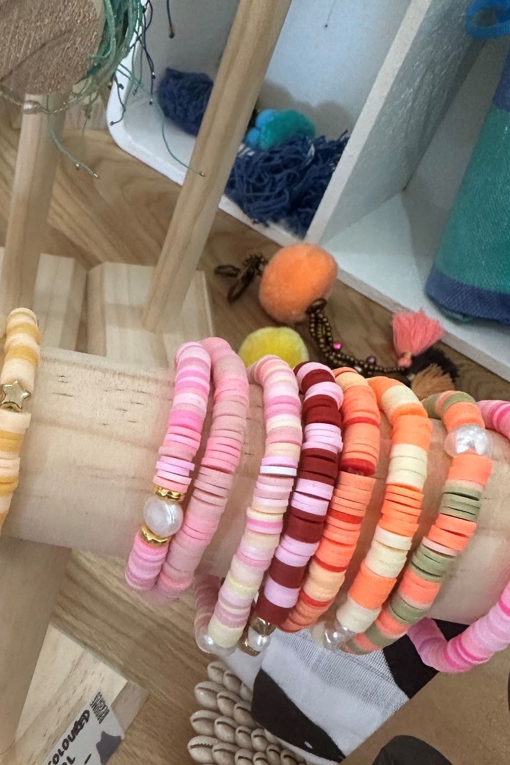 Polymer Clay Bead bracelet with Freshwater Pearl