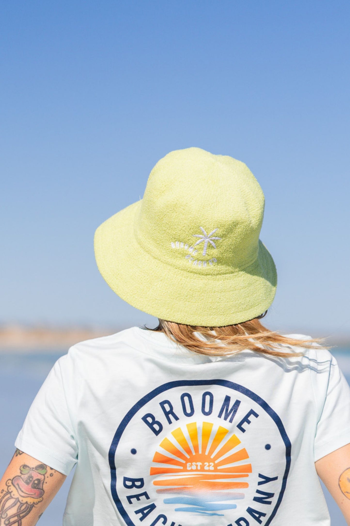 Terry Towelling Structured Bucket hat - Lime Green