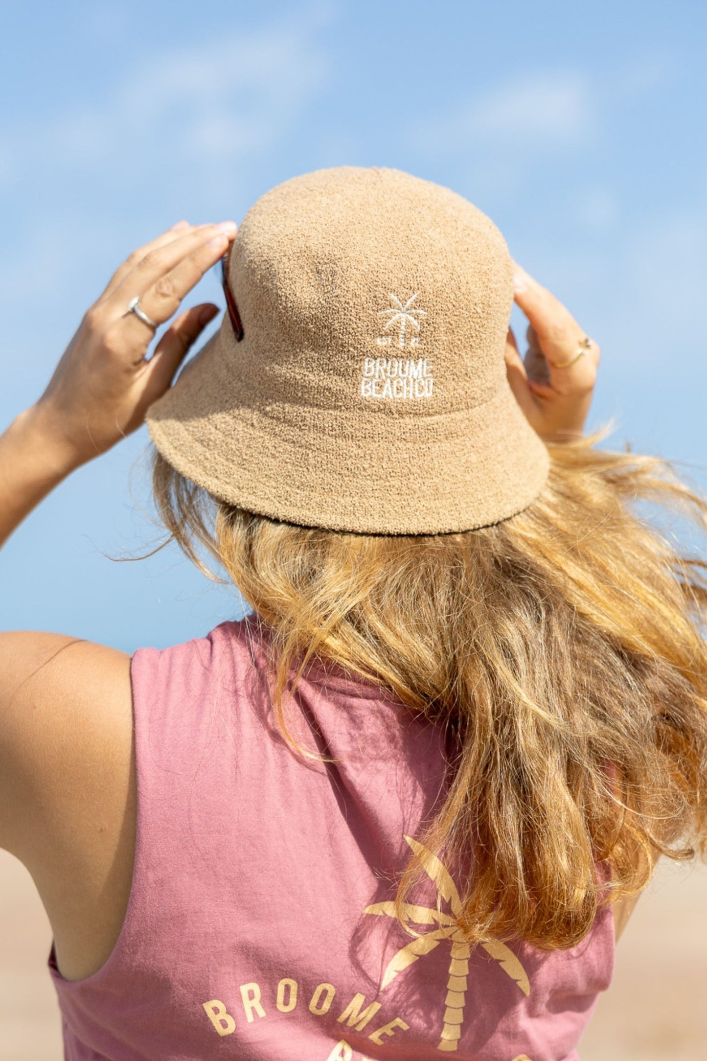 Terry Towelling Structured Bucket hat - Nude