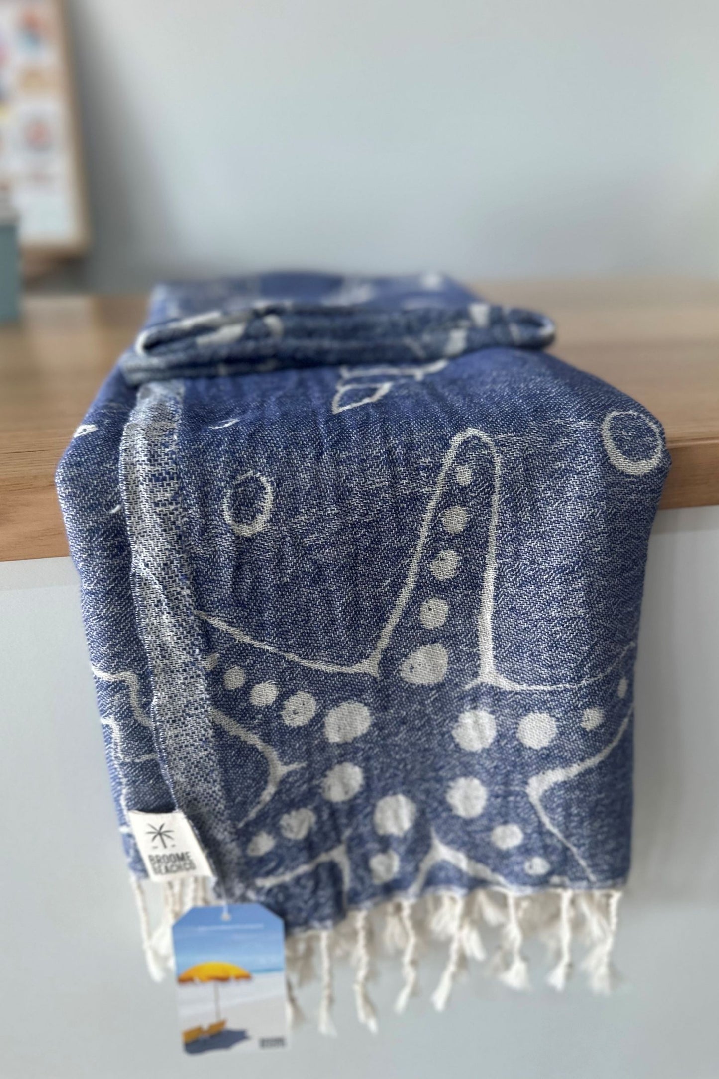 Premium Broome Beach Turkish Towel - Navy shells