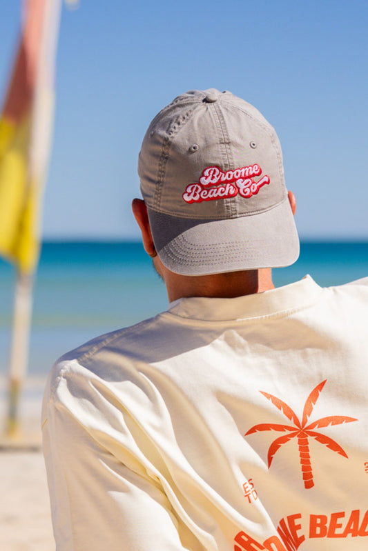 Washed Cotton Dad Cap - Grey/Red Bubble