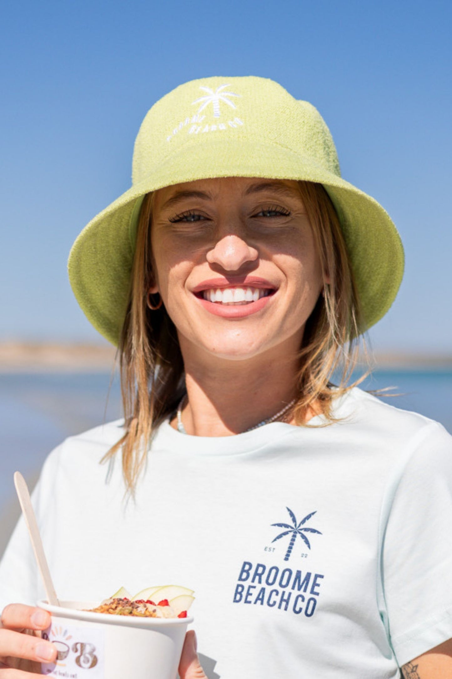 Terry Towelling Structured Bucket hat - Lime Green