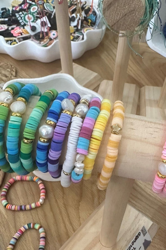 Polymer Clay Bead bracelet with Freshwater Pearl