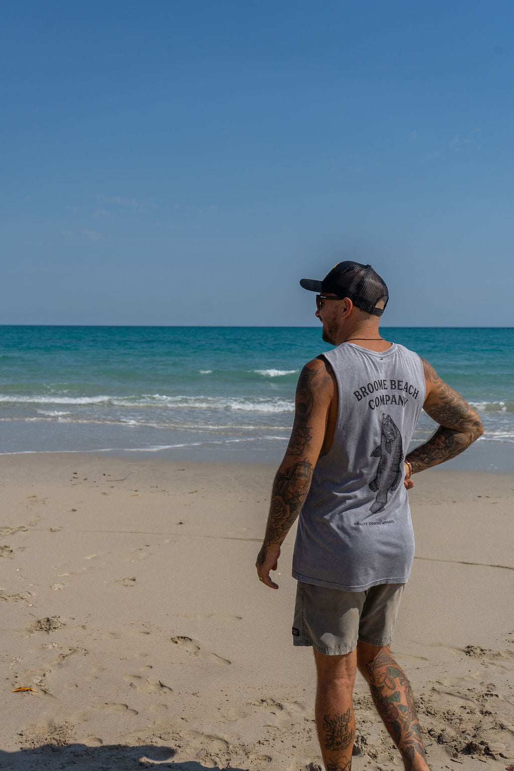 Beach Cut Off Tank - Barra Ash Grey