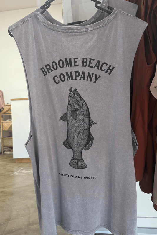 Beach Cut Off Tank - Barra Ash Grey