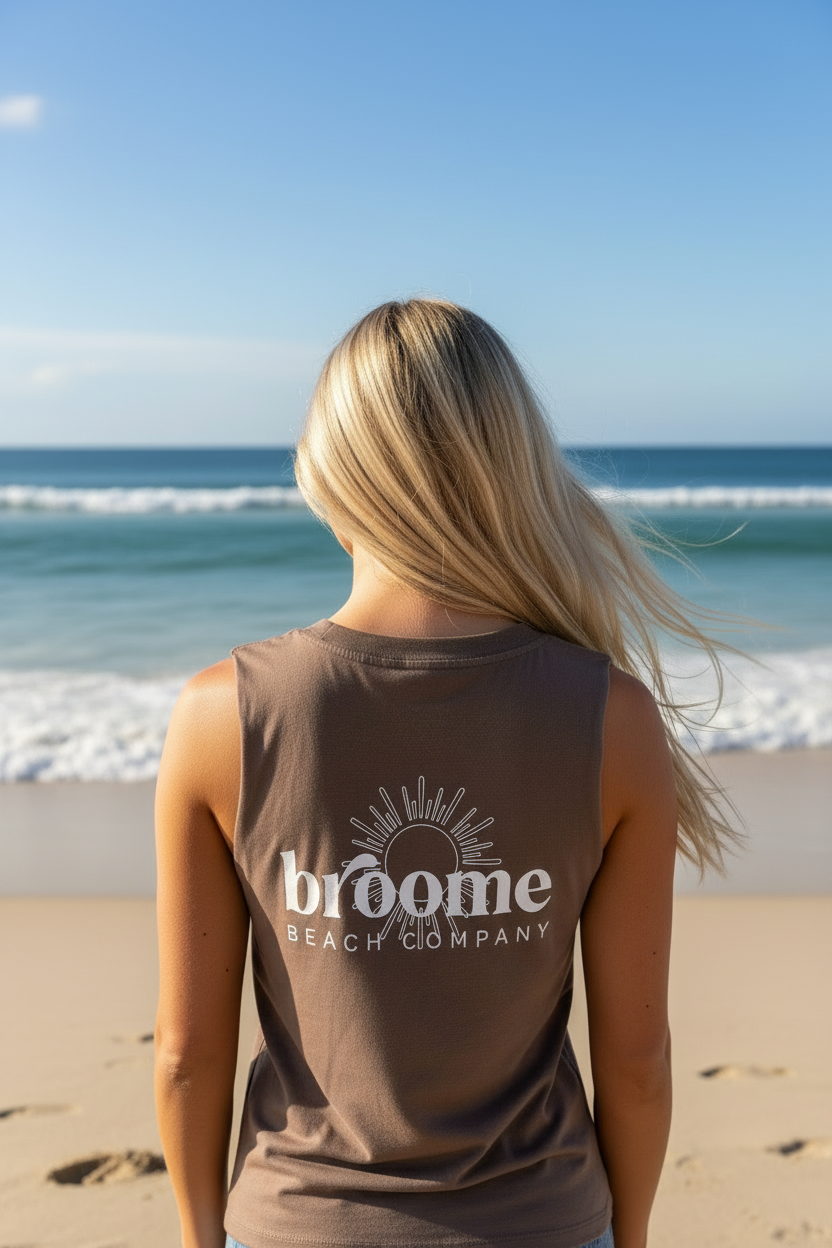 Ladies Longline Tank - Lightweight Hazelnut Sunset