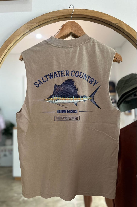 Faded Muscle Tank - Sailfish Saltwater Country