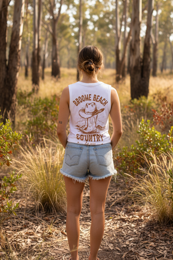 Ladies Longline Tank - Co’untry White
