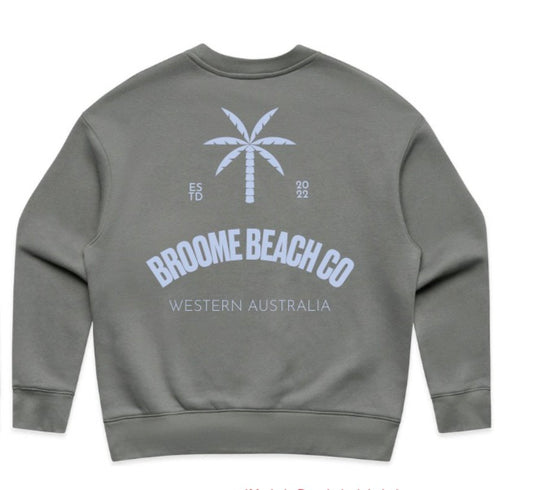 Ladies Fleece Crew - Dark Grey & Blue