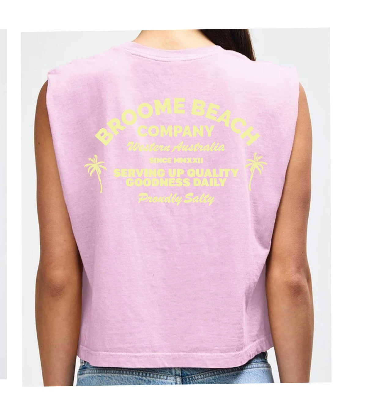 Ladies Muscle Tee - Faded Pink & Yellow