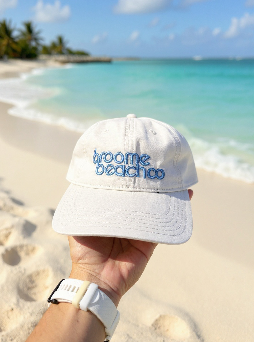 Washed bone Cotton Dad Cap -blue Bubble logo