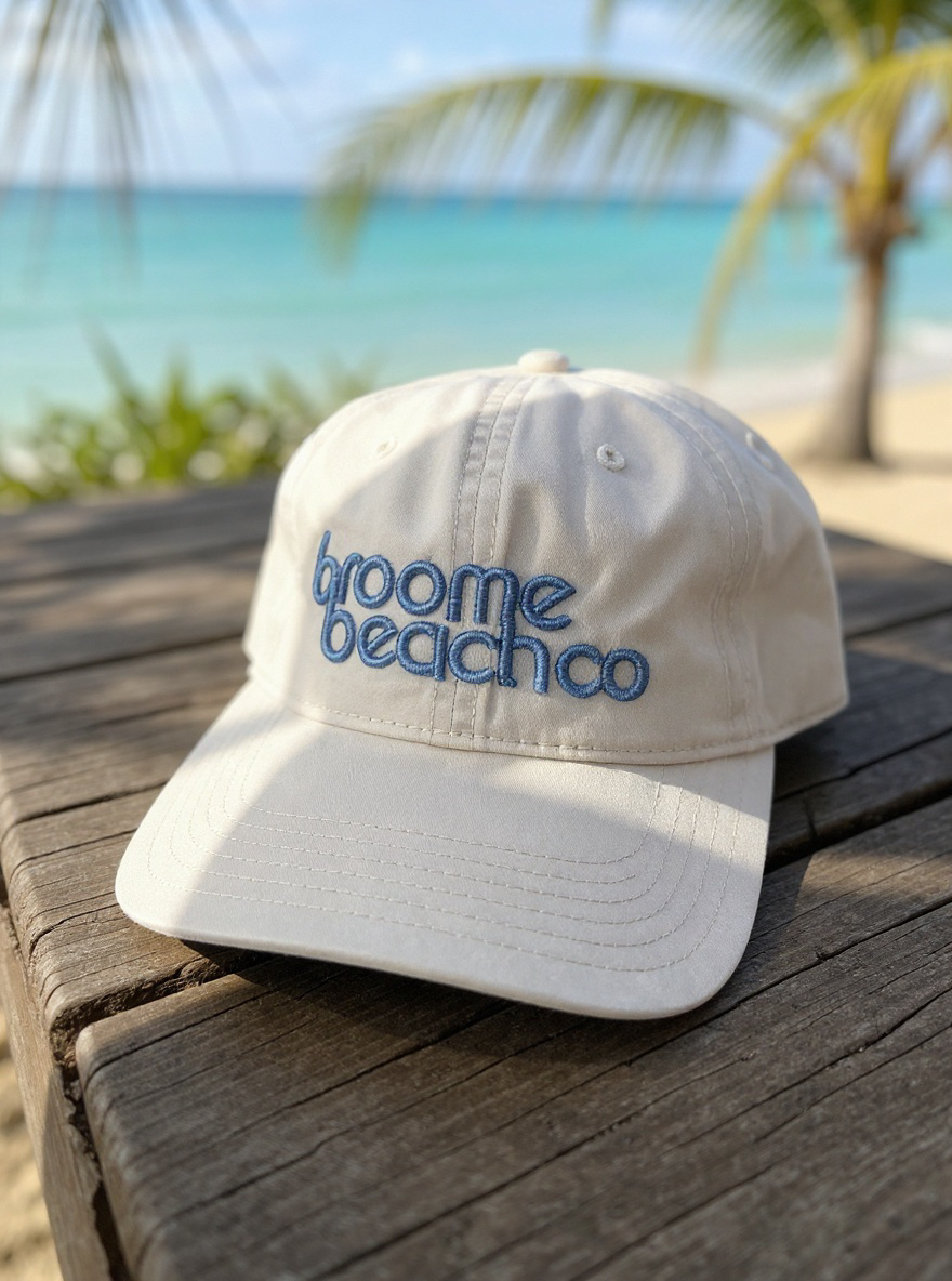 Washed bone Cotton Dad Cap -blue Bubble logo
