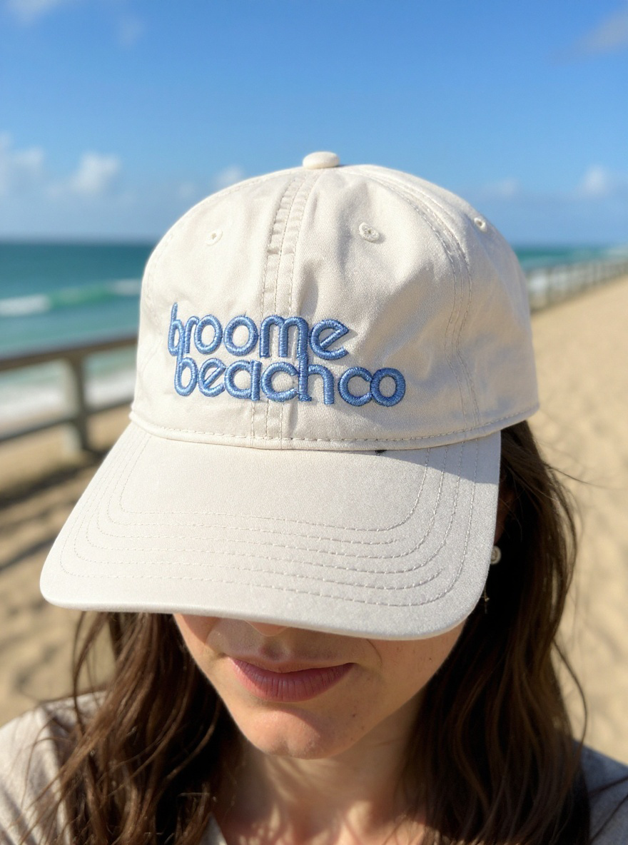 Washed bone Cotton Dad Cap -blue Bubble logo