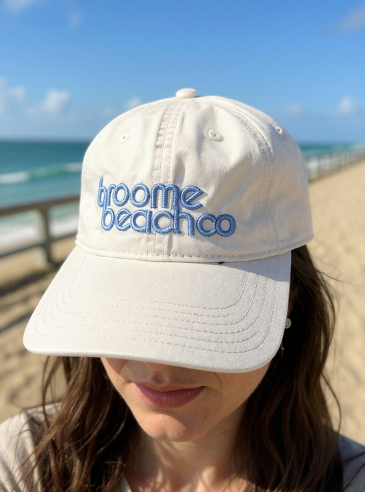 Washed bone Cotton Dad Cap -blue Bubble logo