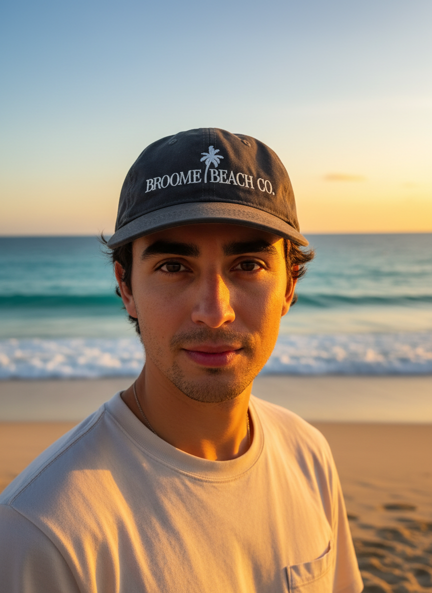 Washed Cotton Dad Cap - Black Grey Club Palm