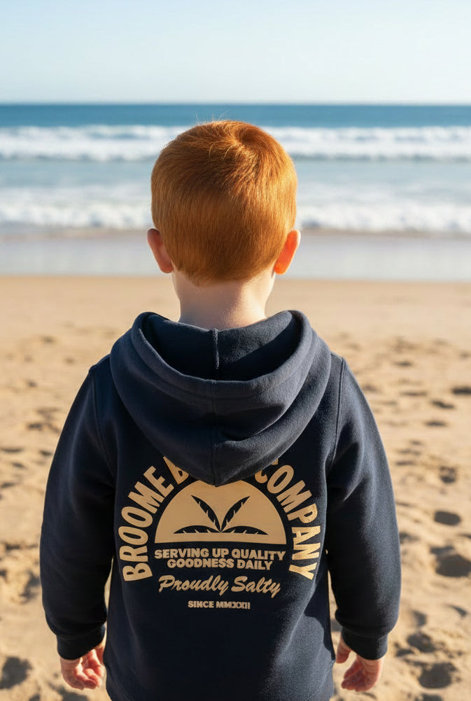 Kids Fleece Hoodie - Navy Proudly Salty