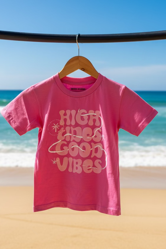 Kids Mini Coast Tee - Hot Pink Bubble High Tides