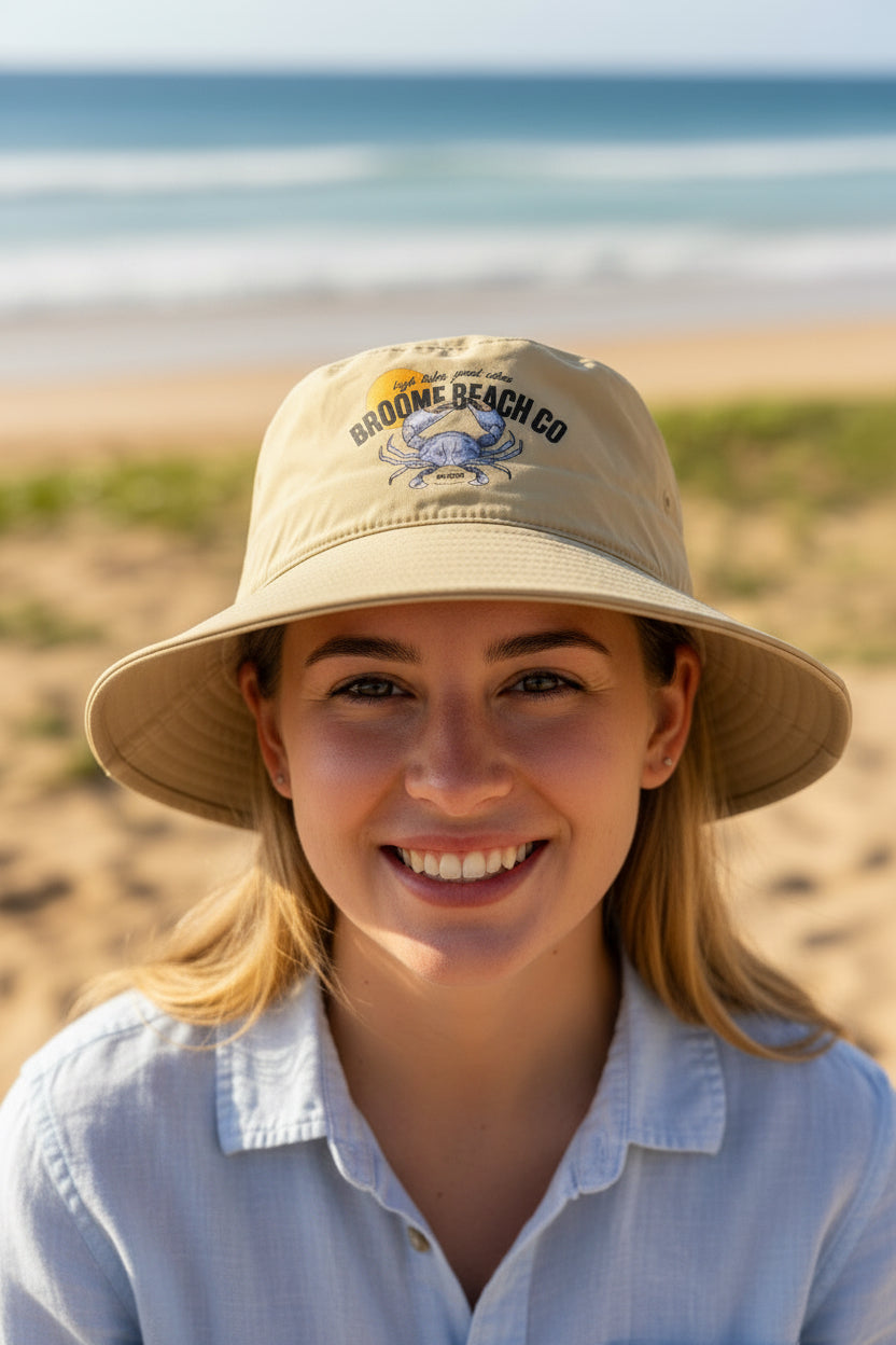Beach Brimmed Fishing Hat - Mudcrab Khaki